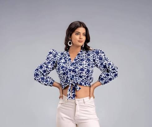 Floral Wrap Crop Blouse test